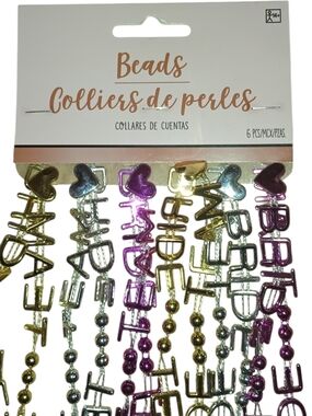 Team Bride Beads Multi-Color Letter Charm Necklaces - 3 Packs Of 6 Pieces